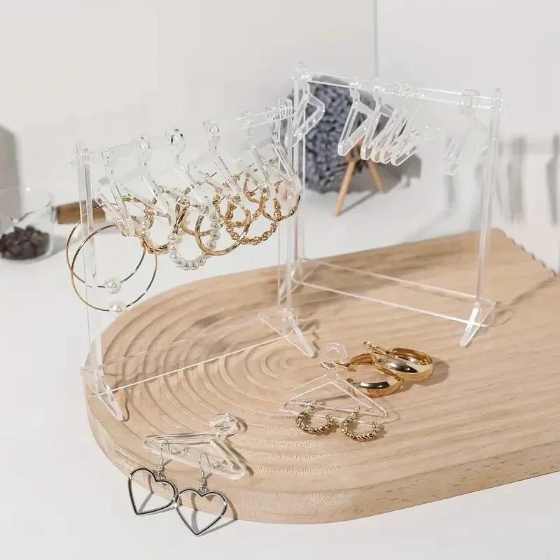 1set/2sets Acrylic Creative Jewelry Racks, Coat Hangers Shape Earring Racks, Cute Gift For Women And Girl, Home Shop Decor