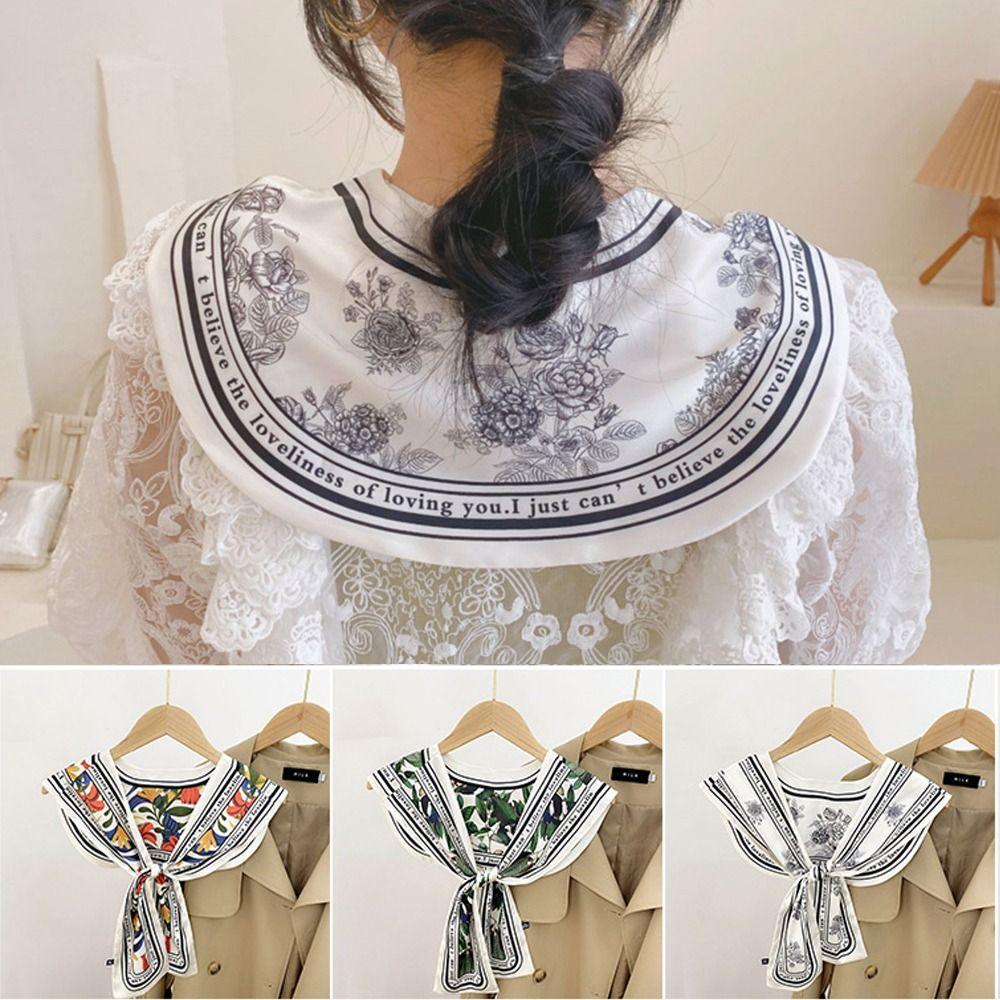 Cloak Oil Painting Shawl with Tie Breathable Multicolor Sle Silk Scarf Short Fake Collar Decorative Air Conditioned Room