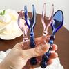Handmade Vintage Glass Spoon Fork for Coffee Milk Long Handle Stirring Utensil Heat-Resistant Dishwasher Safe Colorful Artistic Tableware Unique
