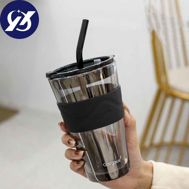 Northern Lights Straw Glass Large-capacity Household Water Cup Coffee Simple Fason Cup