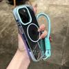 Wrist Strap Transparent Magnetic Phone Case for iPhone 14 15 16 Plus 11 12 13 16 Pro Max Magsafe Clear Charging Shockproof Cover