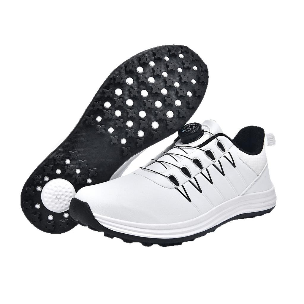 Golf Shoes Men's Sports Shoes Waterproof and Non-slip Sole Breathable Lace-up Fixed Nail Outdoor Sneakers