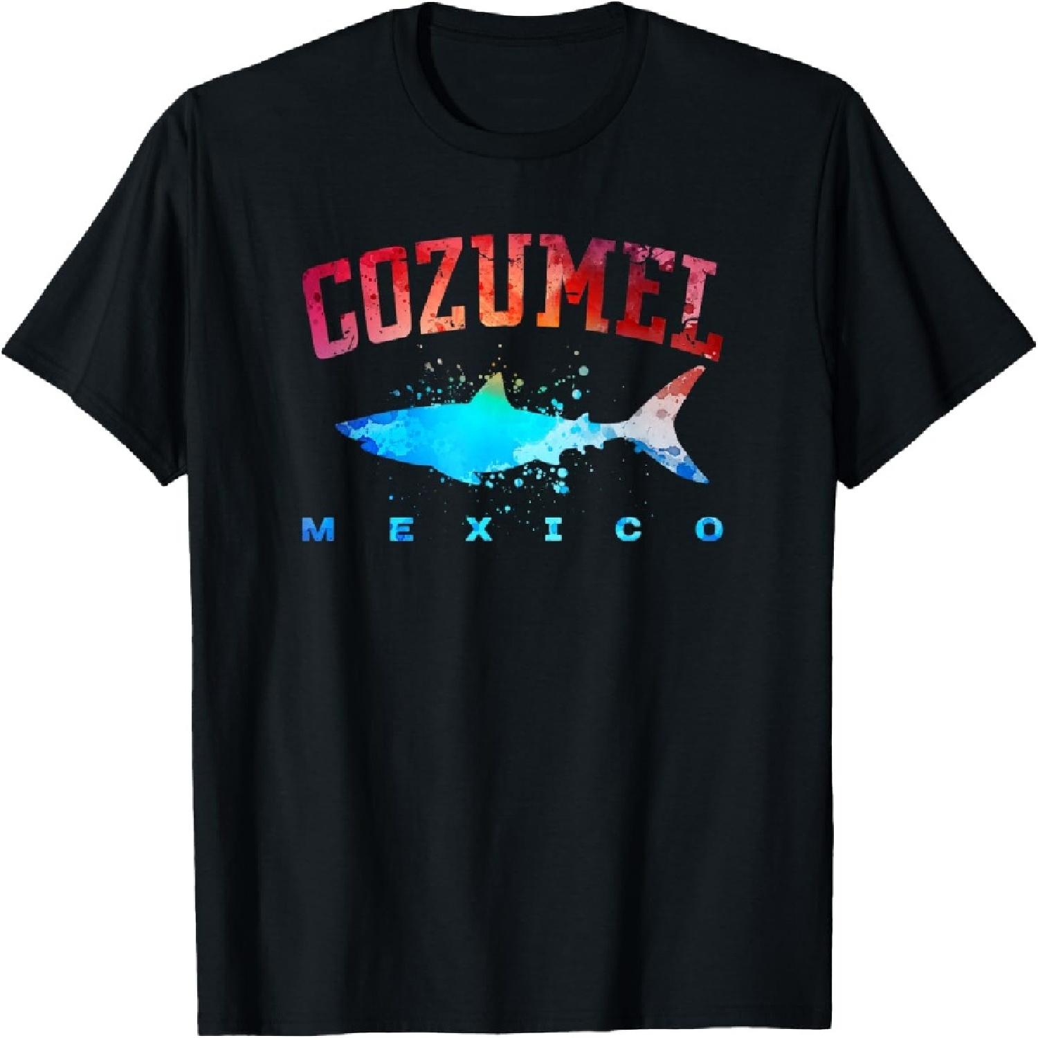 COZUMEL MEXICO Beach Vacation Great White Shark Art Vintage T-Shirt XXXXXL разноцветный