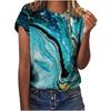 2025 New Summer Temperament Women's Sunrise Printed Women's T-shirt Round Neck Short Sleeve Street Casual Daily Basic Tops