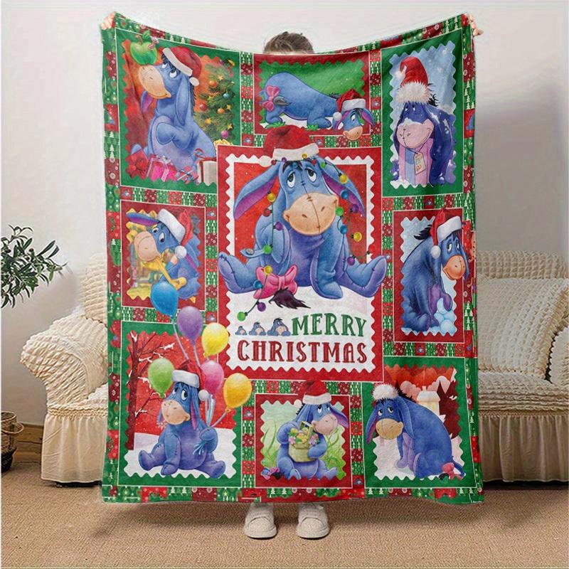 1pc. Christmas Eeyore Plush Blanket, Festive Home Decor, Office Throw, Outdoor Gift for Kids and Adults (80x120 cm)