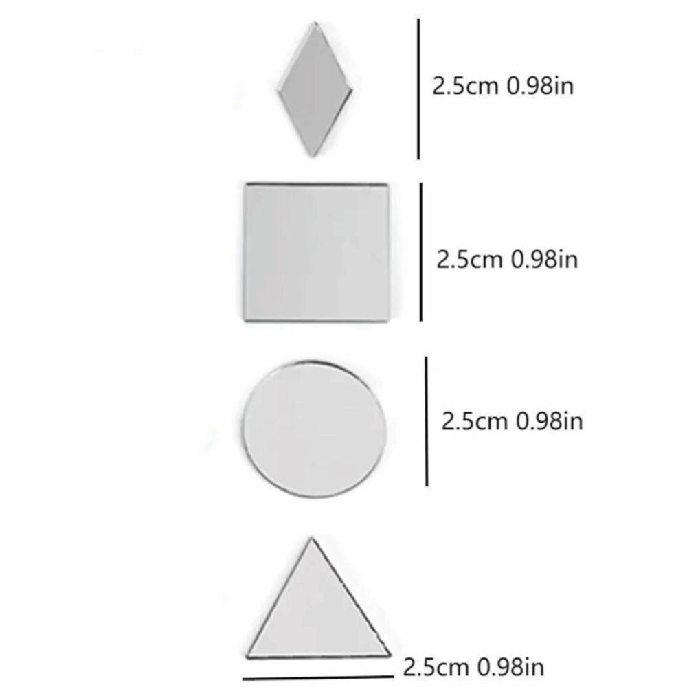 200PCS Multi Shape DIY Craft Mirror Stickers Acrylic Round Square Triangle Mirror Tiles Decals Adhesive Backing 2.5cm