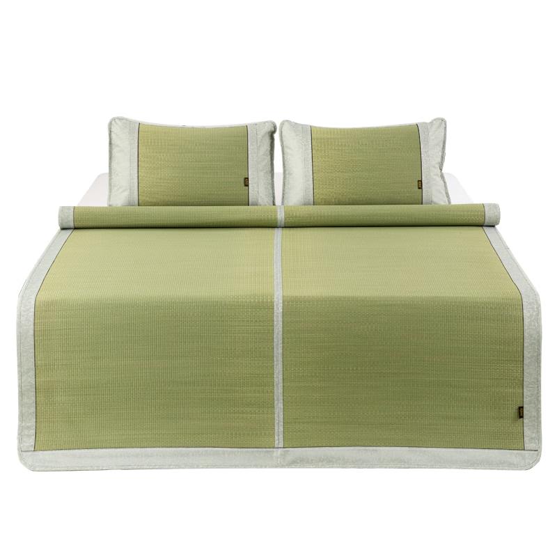 Old Craftsman Foldable Natural Rush Mat Cooling Set 1.5m Bed (150x200cm)