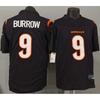 Mens Cincinnati Bengals Joe Burrow 9 NFL Style Rugby Jersey Black Embroidered Regular Fit