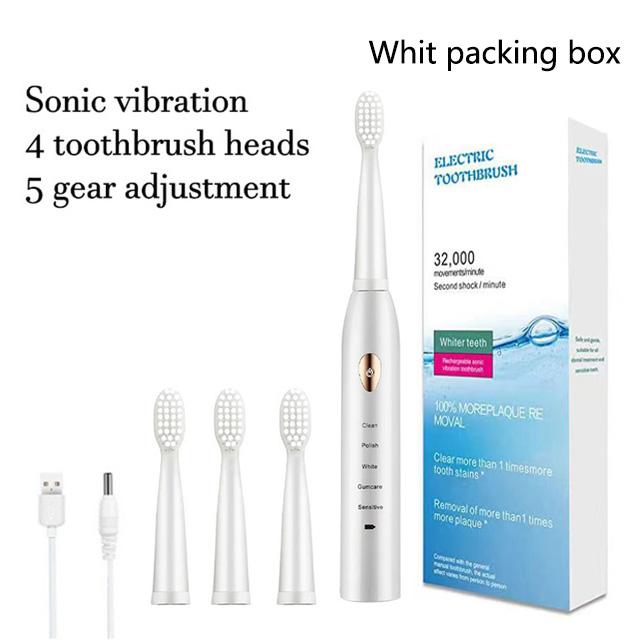 Electric Toothbrush For Rechargeable Tooth Brushes Washable Electronic Whitening Teeth Brush Timer Brush Whit Replace Clean Head