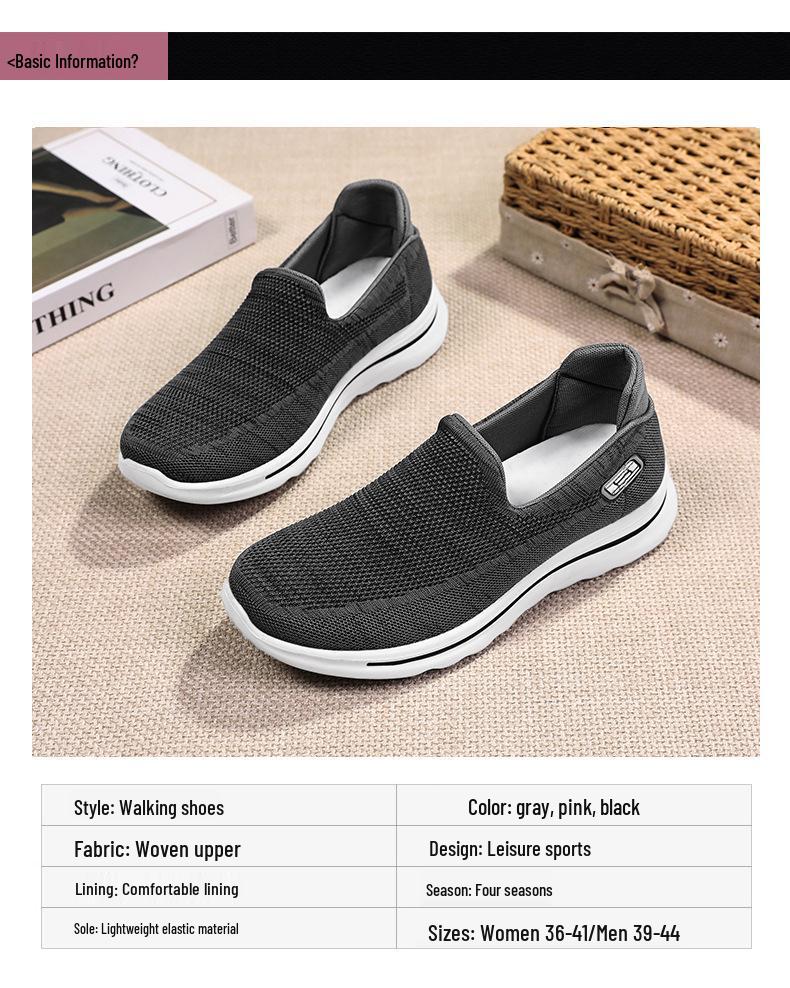 Women's Slip-On Fly-Knit Soft Sole Shoes for Middle-Aged and Elderly