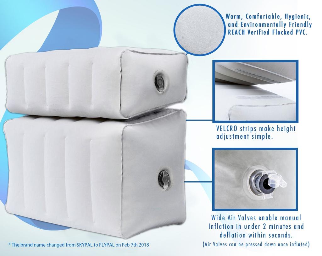 Flypal Air Leg 3 Levels Footrest, Ottoman, Pillow, Relaxing, Airplane, Car, Travel, Portable, Kids,