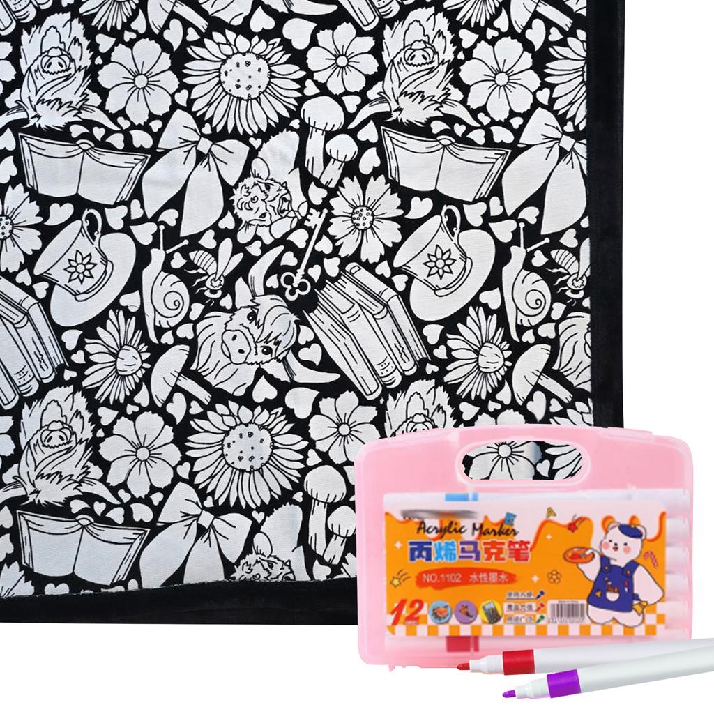 Color Your Own Blanket Washable Fuzzy Velvet Creative Art Project with Markers for Holiday Arts Crafts Activity Party