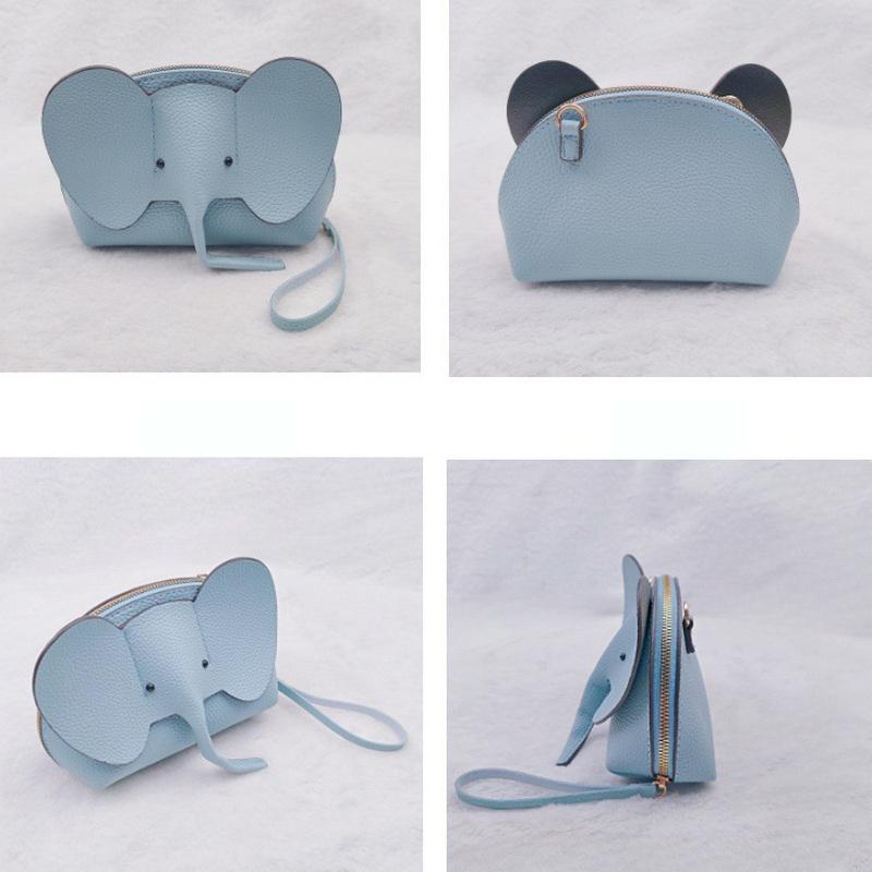 Korean  Solid Color Pu Leather Phone Purses Mini Elephant Crossbody Bags Ladies Lovely Casual Bags For Women