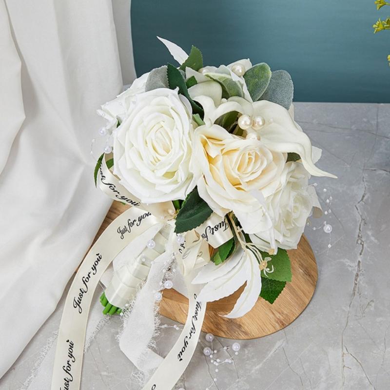 Bridal Bouquets for Wedding, Simulation Rose Bride Wedding Bouquet Wedding Decorations for Ceremony, Anniversary