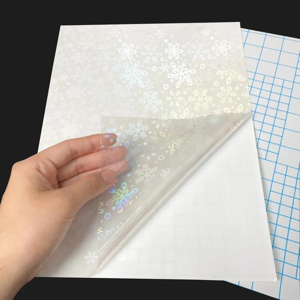Holographic Not Printable Vinyl Sticker Paper Self-adhesive Laser Photo Laminating Films A4 Transparent Paper DIY for Badge