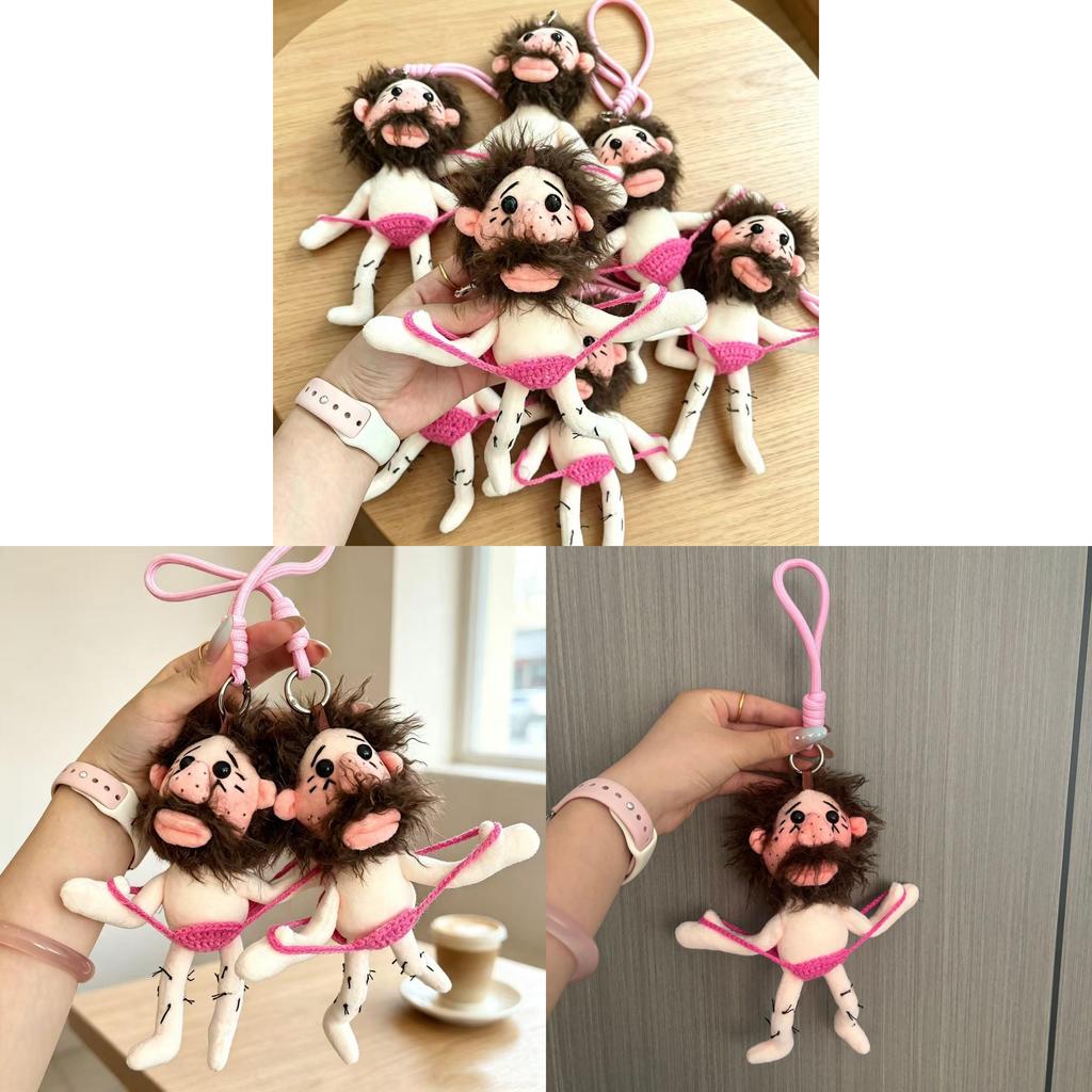 Plush Toy Keychain With Pink Beard Uncle For Kids And Teens