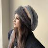 1PC Plush Warmth High Stretch Elegant Knitted Versatile Pile Hat Lightweight Color Block Slouchy Hats Brimless Fashion Multi-Color