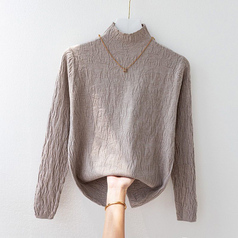 Undercoat for Women In Autumn and Winter Coat and Sweater Half High Neck Knitted Sweater Top