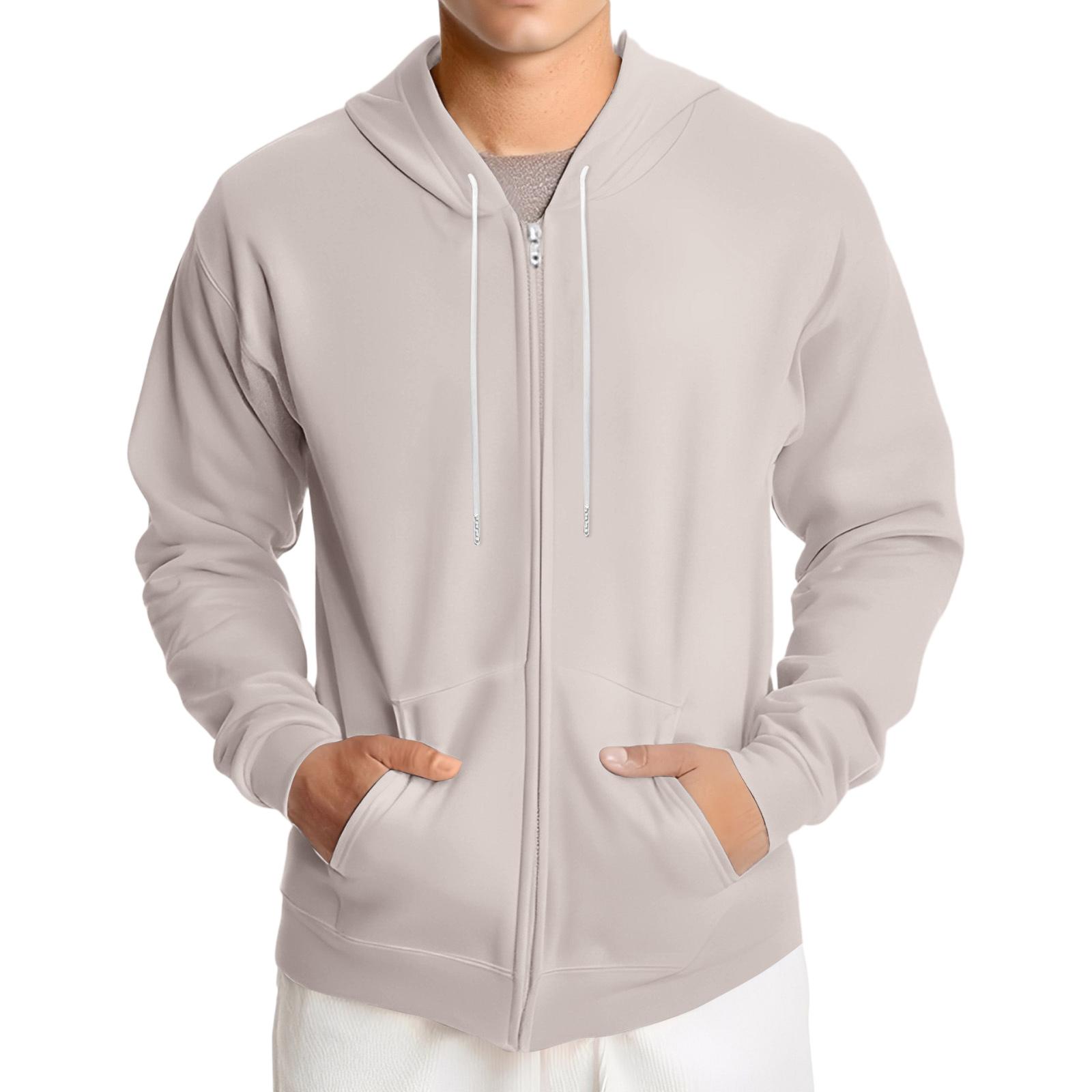 

Men s Loose-fitting Casual Hooded Drawstring Jacket L бежевый