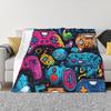 Gamer Cartoon Game Controller Blanket Soft Warm Flannel Throw Blanket Bedding for Bed Living Room Picnic Travel Home Couch
