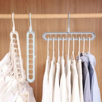 Durable 9-Hole Wardrobe Storage Rack Space-saving Folding Foldable Clothes Hanger Anti-slip Multifunctional Clothes Drying Rack