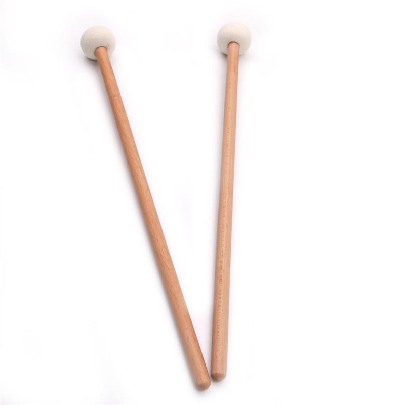 2pcs Timpani Mallet Drumstick Felt Head Wood Handle Anti-slip Bass Drum Sticks Indispensable