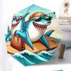 Folding umbrella Sharks surfing on waves, vibrant tropical background Creative portable folding umbrella, suitable for all hol