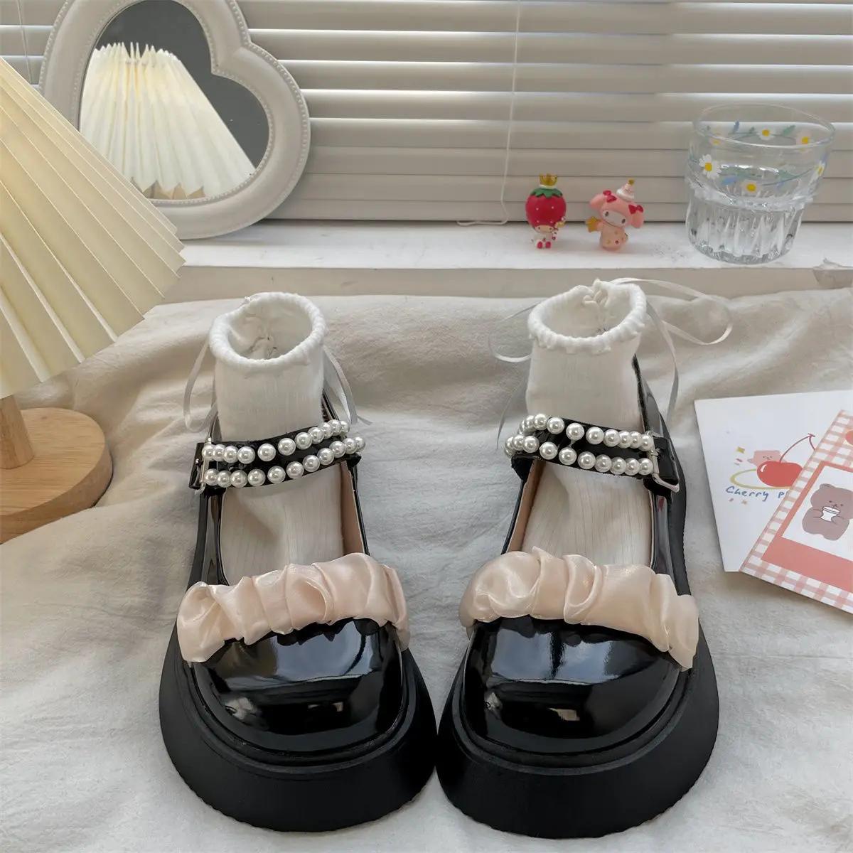 

Fashion Ladies Pumps Cute Mary Jane Women s Shoes Platform Gothic Japanese Style Lolita Round Toe Kawaii Pearl Wholesale High Quality 39 39