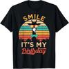 Sorria é o Meu Aniversário Camiseta Engraçada com Óculos de Girafa e Gravata Borboleta