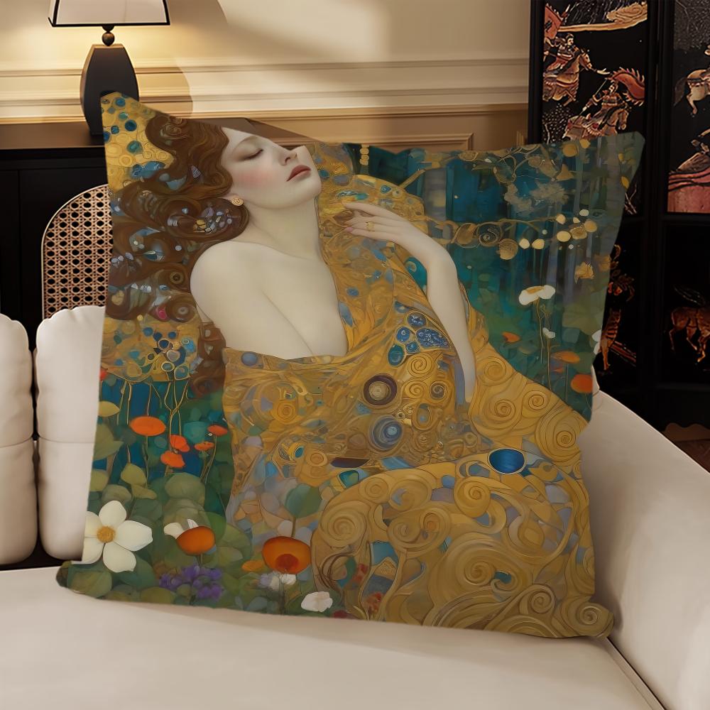 

Чехол для подушки с изображением картины маслом Густава Климта, диван, гостиная, спальня, изголовье, спинка, подушка, квадратная подушка, время сна, наволочка 12x12Inch