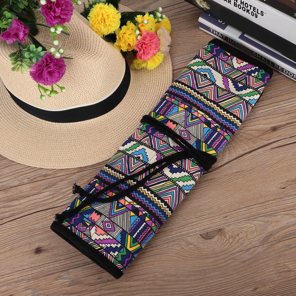 20 Holes Handmade Canvas Paintbrush Holder Paint Pen Case Stationery Pen Storage Pouch