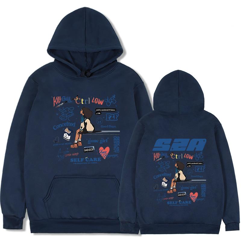 SZA Music Album SOS Print Hoodie Women Unisex Hip Hop Vintage O