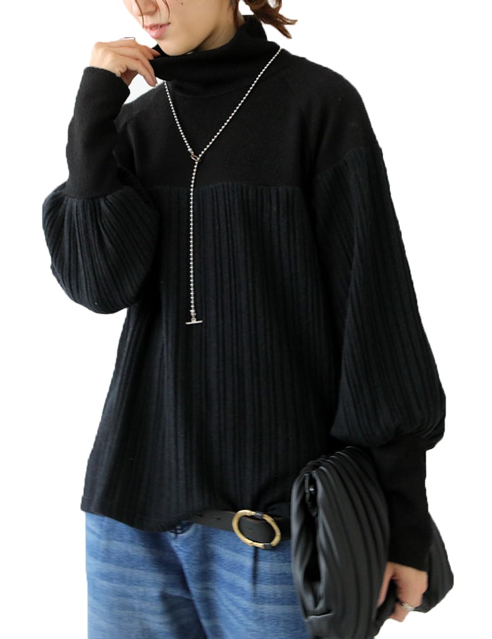 

antiqua Dolman Knit Long Sleeve Free Size 05 Black Women s PA-03570