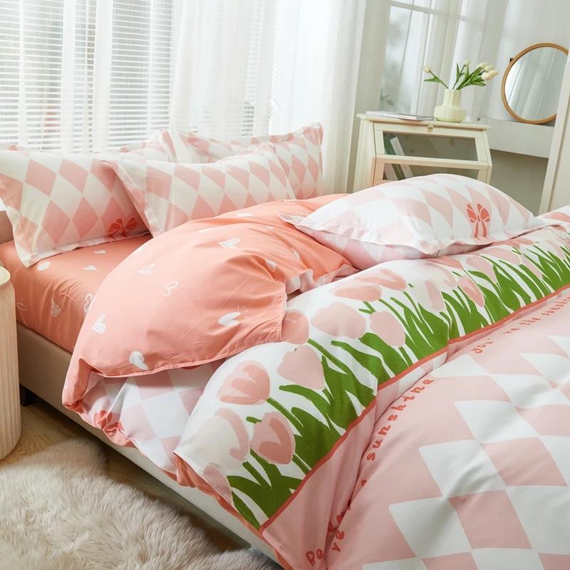 Single Duvet Cover Printed Red Quilt Cover Thickened Plant-cashmere Cartoon Multicolored Bed Cover 220x240 Double Bedding