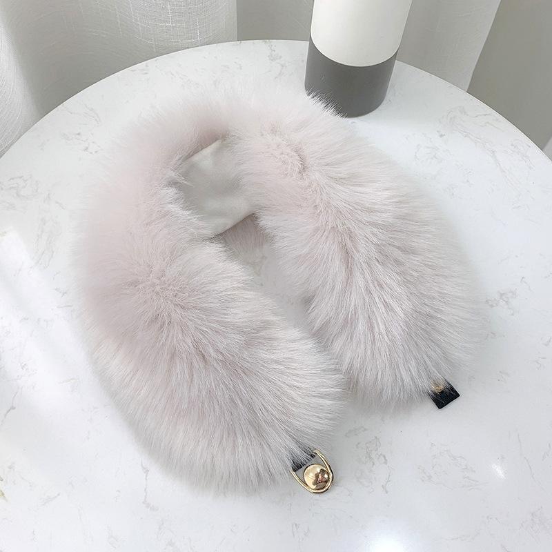 Winter Plush Thickened Warm Imitation Fox Hair Snap Button Scarf Versatile Women's Imitation Fur Scarf