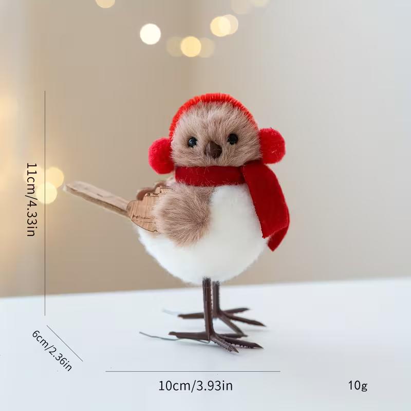 Świąteczna ozdoba ptaszka z pianki - Czerwony szalik i czapka Dekoracja na choinkę i dekoracje świąteczne