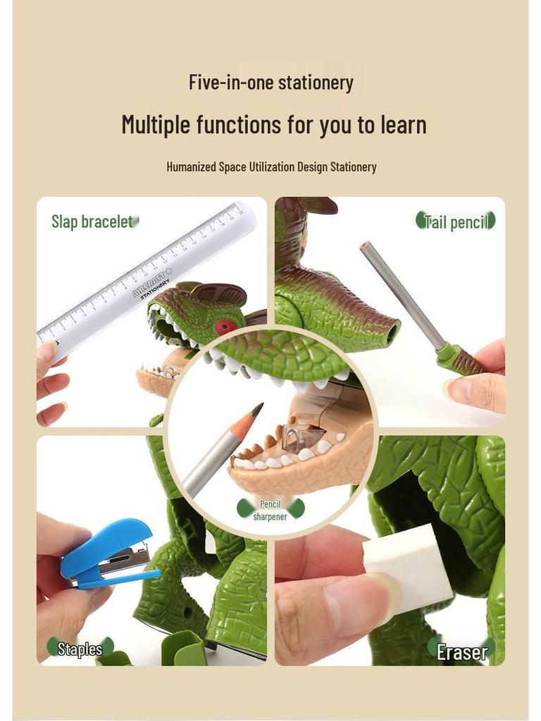 Children's Dinosaur-Themed Stationery Set: Pencil Sharpener and Simulated Dino Model