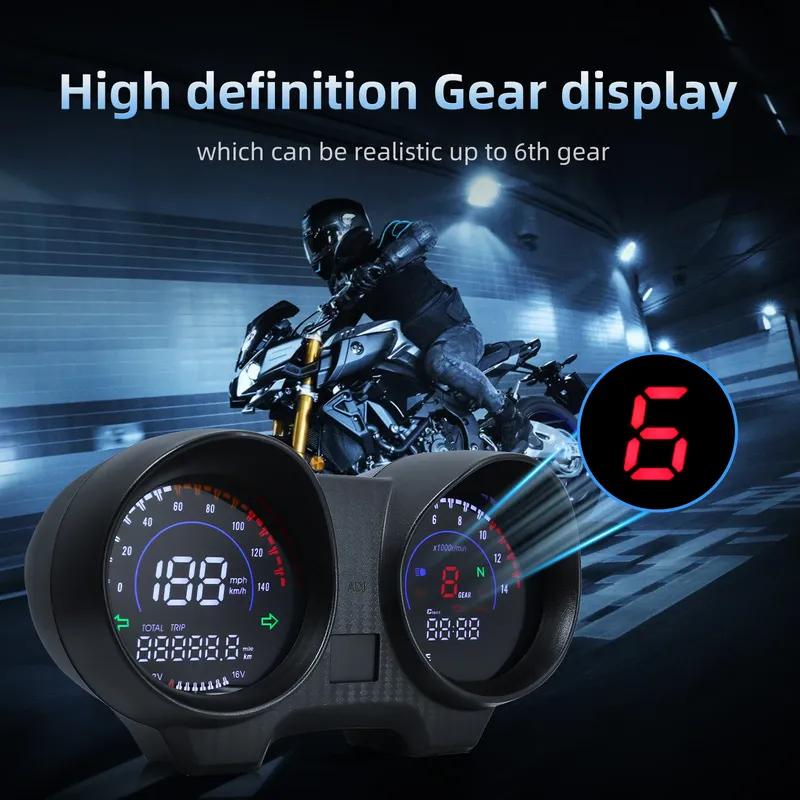 QC Motorcycle Trument Digital Tachometer Speedometer Odometer Meter Motorbike Voltmeter Fuel Gauge Kit Fits for TITAN 150 FAN
