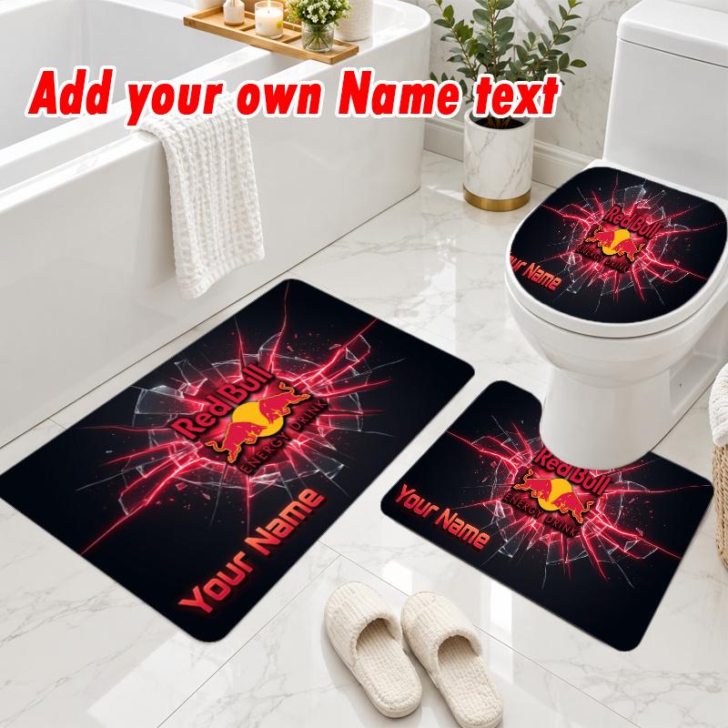 Personalized RB Leipzig FC 3Pcs Flannel Toilet Mat Set Custom Text Bathroom Rug Non Slip