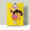 Cartoon D-Dora the Explorer Throw Lightweight 240g Flannel Blanket Soft Skin-friendly for Summer Cooling