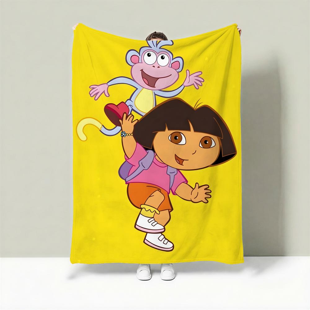 

Cartoon D-Dora the Explorer Throw Lightweight 240g Flannel Blanket Soft Skin-friendly for Summer Cooling 75cmx90cm