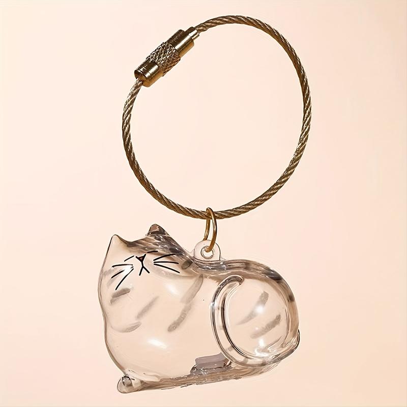 1PC Memorial Pet Fur Storage Pendant Transparent Cat Storage Keychain Cat Hair Preservation Keyring Accessory Cat 5x4cm