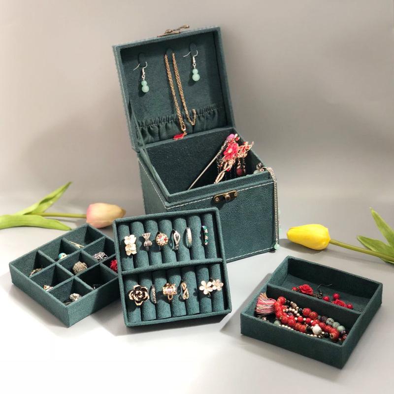 GUANYA Velvet Three-Layer Jewelry Box, Available In Various Colors