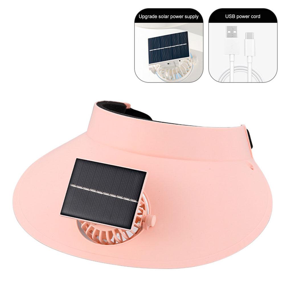 Summer Sun Visor Hat with Fan Three Temp Settings Empty Top Cap Breathable Cooling Fan Hat for Sun Protection and Outdoor