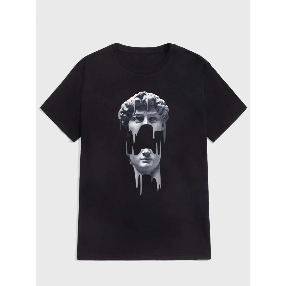 

Men s Cartoon Graphic T-shirt, Casual Solid Color Crew Neck Tee Best Sellers XXXXXL