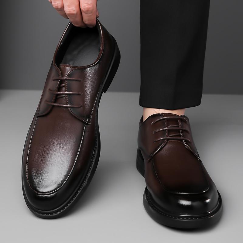 Gentleman Fashi Men Shoes Round Toe Black Brown Lace Up Casual Shoes Male Formal Wedding Dress Shoes Footwear Zapatos Hombre