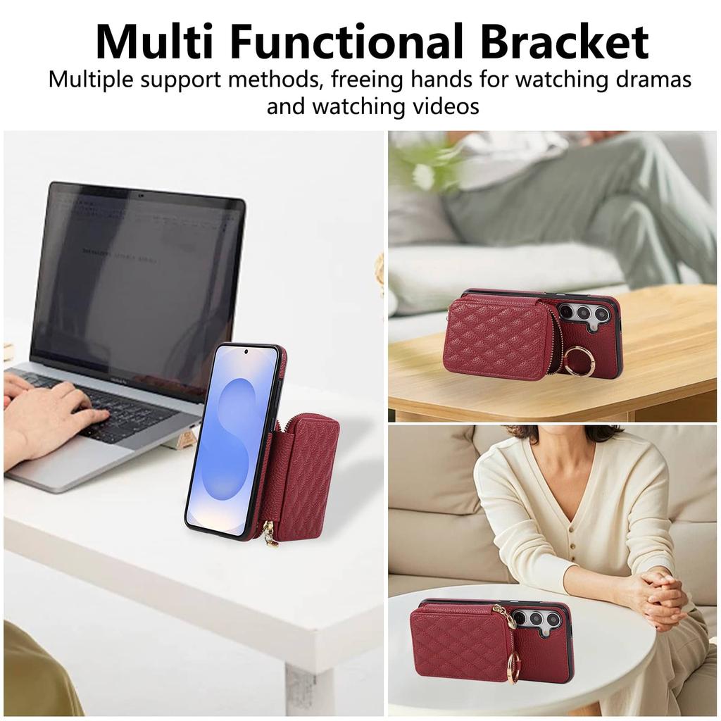 Crossbody portemonneehoesje voor Samsung Galaxy A06/A14/A15/A16/A22/A25/A26/A32/A36/A52/A53/A56/A71/A72 Rits Kaartsleuven Band Stand