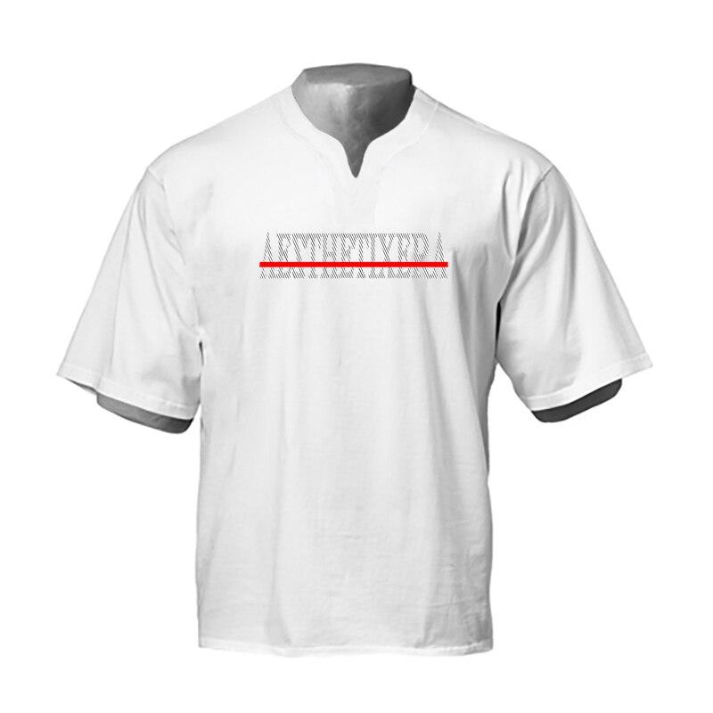 

Muscleguys Летний фитнес Спорт Свободная Большая футболка Мужская хлопок Половина рукава Повседневная модная одежда XXL белый