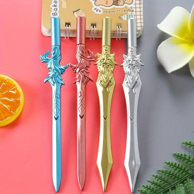 School Season 10pcs 0.5mm Fengqiuhuang Sword Gel Pen Creative Stationery Writing Tool Water-based Pen Retro Weapon Style Signature Pen