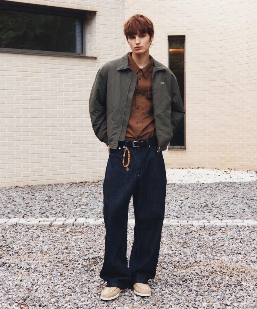 Seteo Wide Curved Denim Pants Indigo